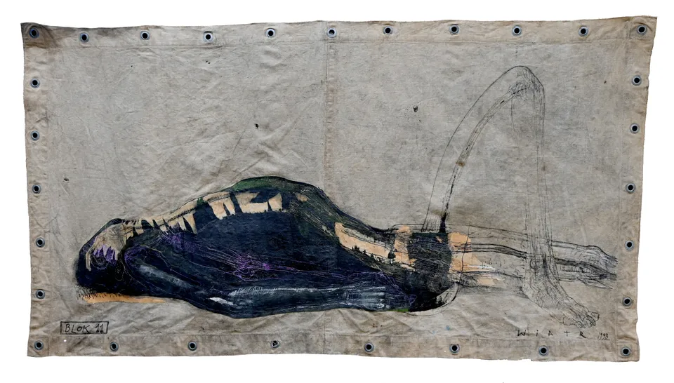 Zdzisław Wiatr, Blok 11, rysunek na brezencie, 1993