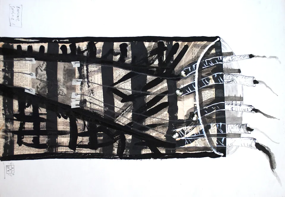 Zdzisław Wiatr, Kamienie smolne, rysunek + collage, 1991