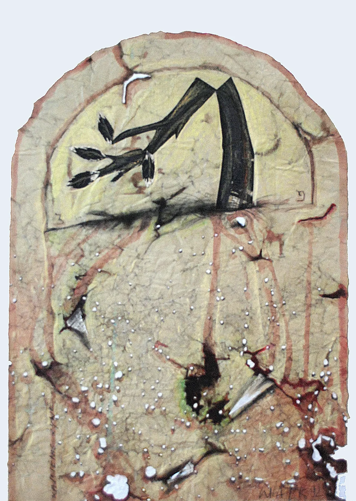 Zdzisław Wiatr, Kamienie żywe I, rysunek + collage, 1991
