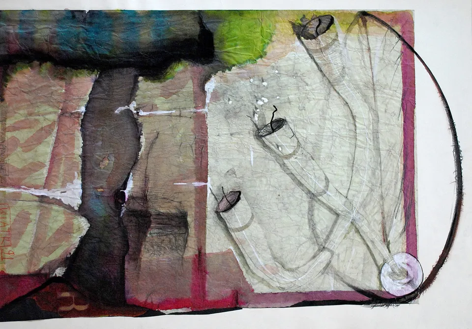 Zdzisław Wiatr, Kamienie żywe II, rysunek + collage, 1991