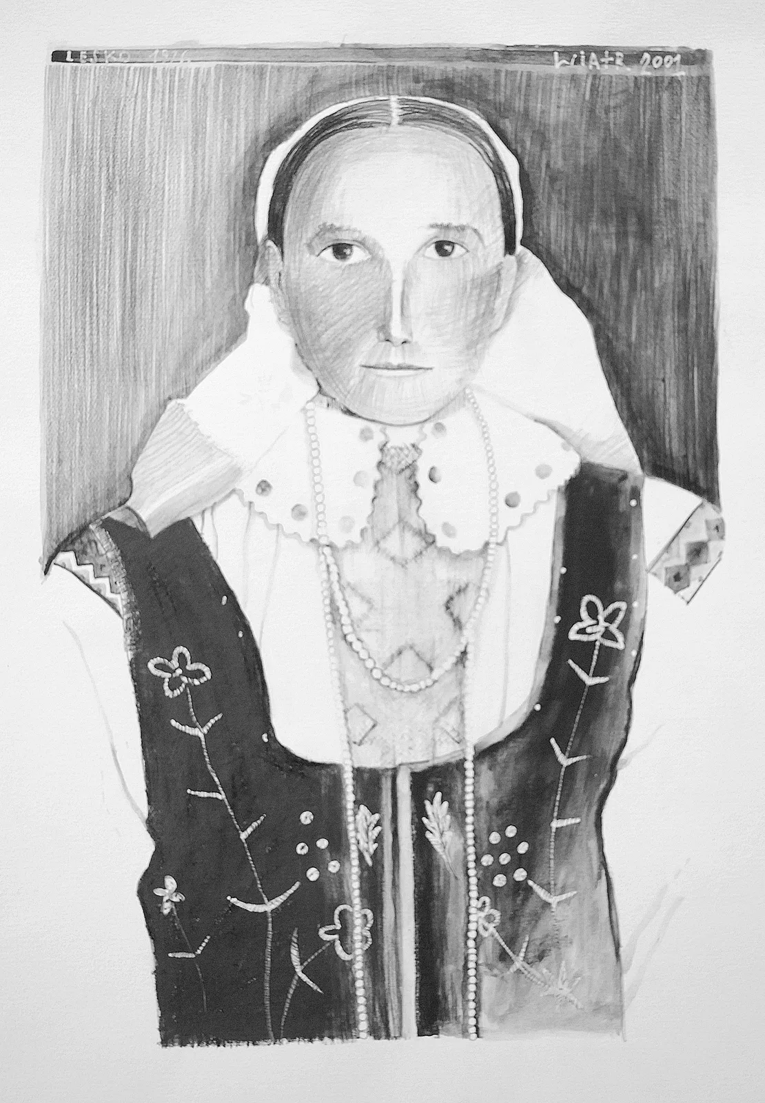 Zdzisław Wiatr, LESKO 1926 – kobieta I, rysunek, 2001