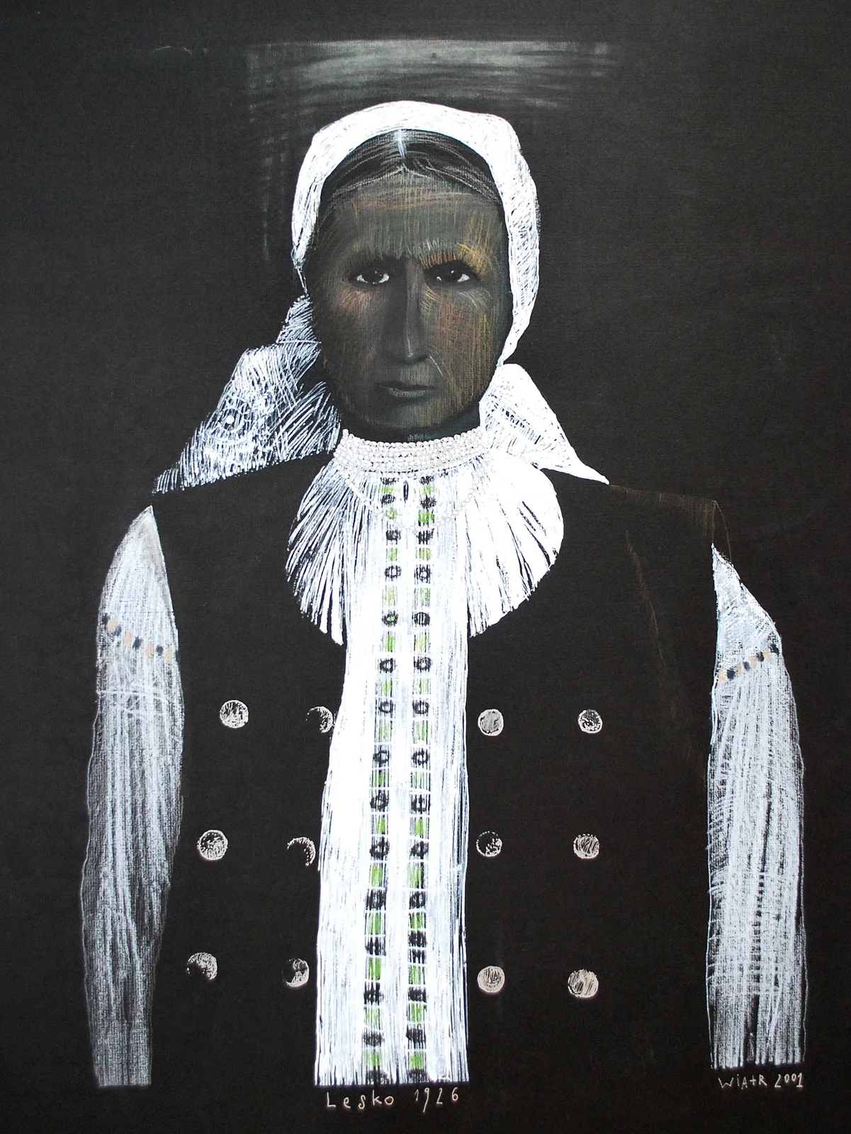 Zdzisław Wiatr, LESKO 1926 – kobieta II, rysunek, 2001