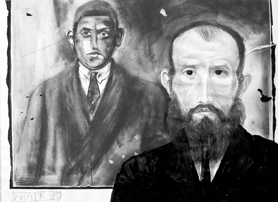 Zdzisław Wiatr, LESKO 1926 – ojciec z synem, rysunek, 1990