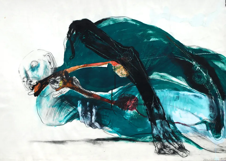 Zdzisław Wiatr, Zielona miłość I, rysunek, 1987